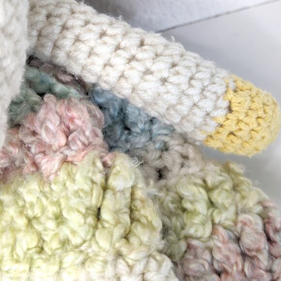 Crochet Unicorn Lovey Security Blanket Handmade Pastel Rainbow Baby Plush 16" - Picture 6 of 11